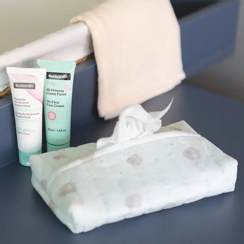 Suavinex Neugeborenes Baby-Geschenk mit Stofftücher-Halter, blau