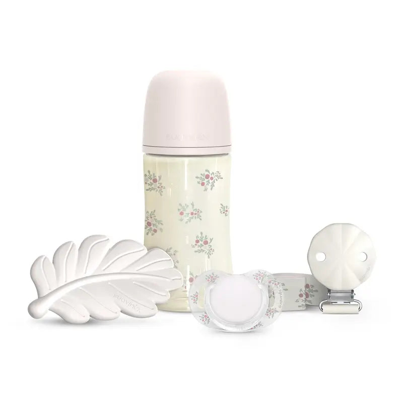 Suavinex Geschenk-Set Schnuller + Schnuller + Flasche 270 ml (M) + Beißring, Rosa