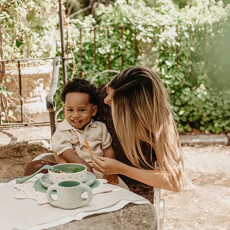 Suavinex Baby-Geschirr +6 Monate, Weiß Grün