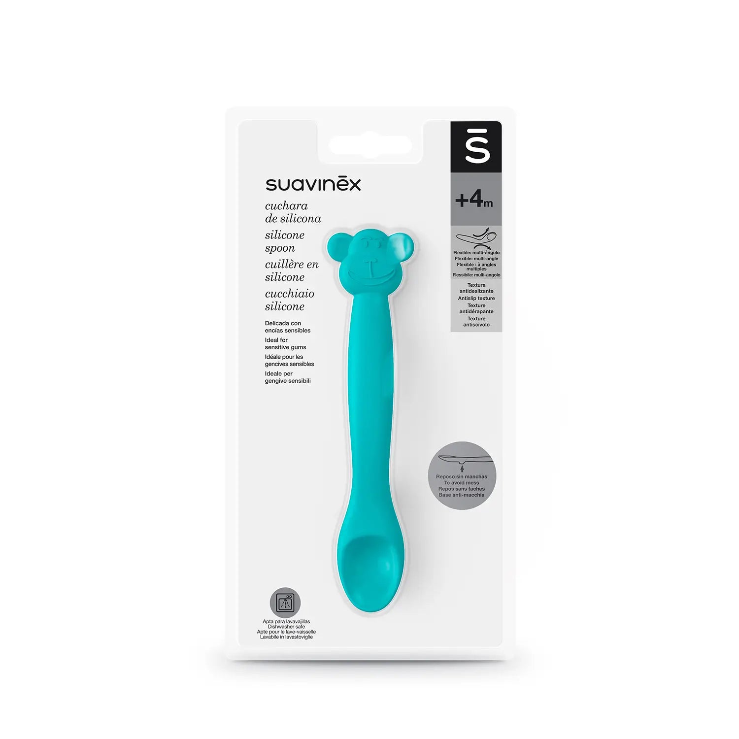 Suavinex Silikon-Baby-Löffel +4 Monate, Farbe Grün