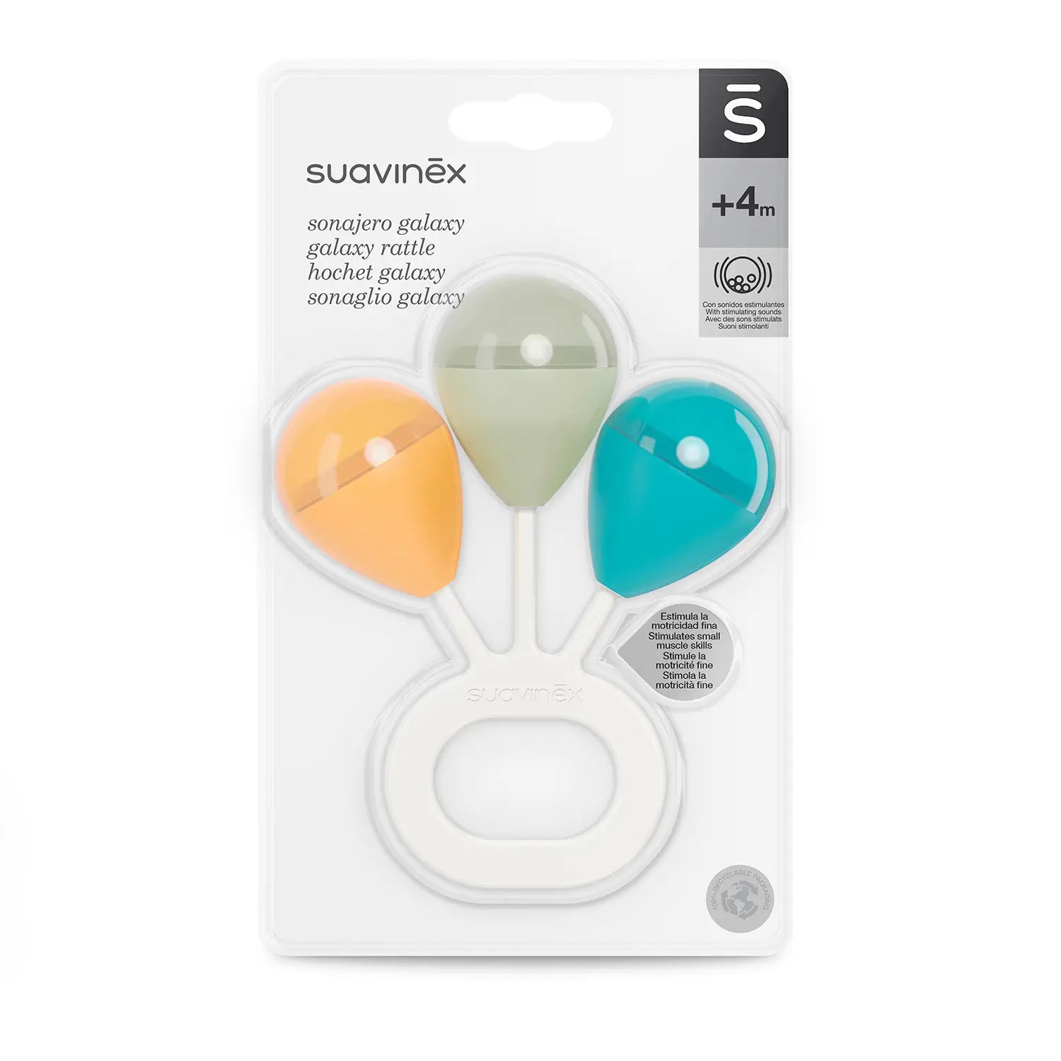 Suavinex Rassel +4 Monate, leicht zu greifen, orange