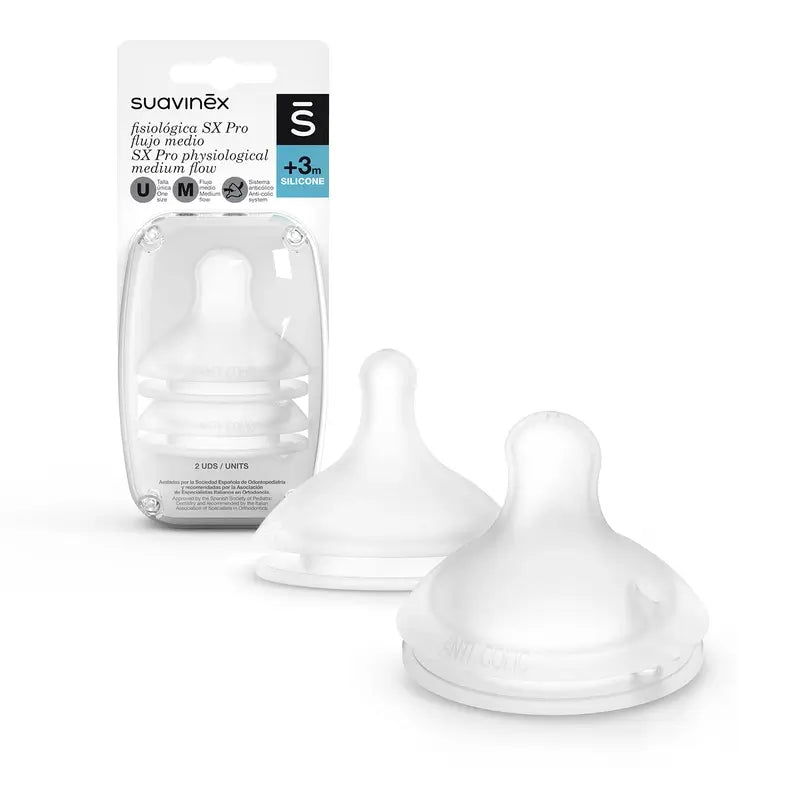 Suavinex 2er Pack Physiologische Sauger Sx Pro Silikon. Mittlerer Durchfluss (M)