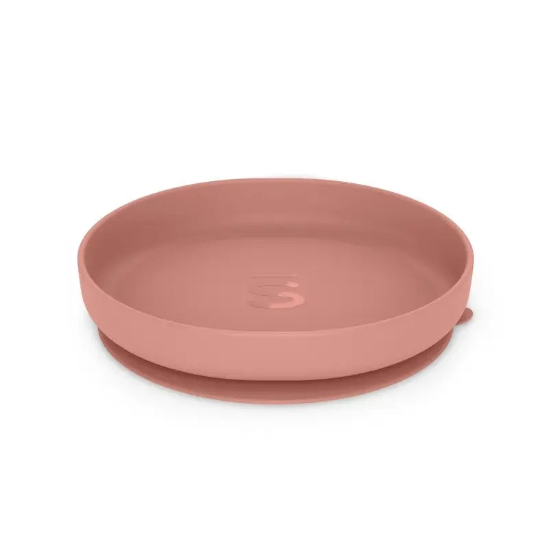 Suavinex Silikon-Geschirr 4 Stück mit Saugnapf, +4 Monate, rosa