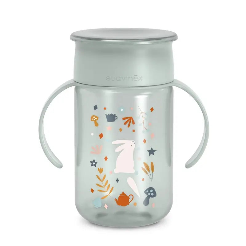 Suavinex 360 Auslaufsicherer Becher 340 ml, +12 Monate, Wunderland Grün