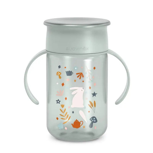 Suavinex 360 Auslaufsicherer Becher 340 ml, +12 Monate, Wunderland Grün