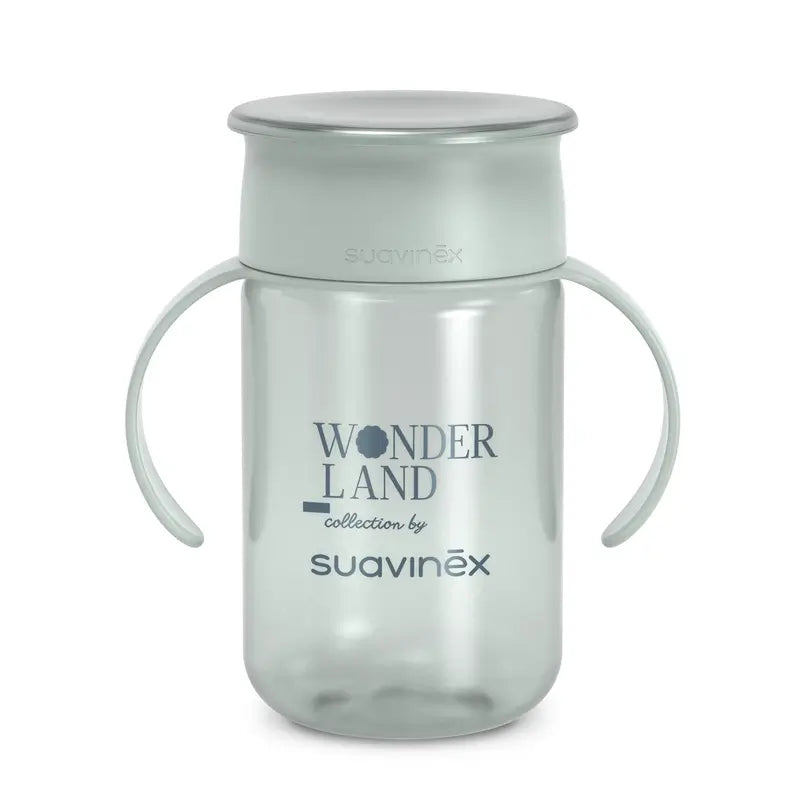 Suavinex 360 Auslaufsicherer Becher 340 ml, +12 Monate, Wunderland Grün