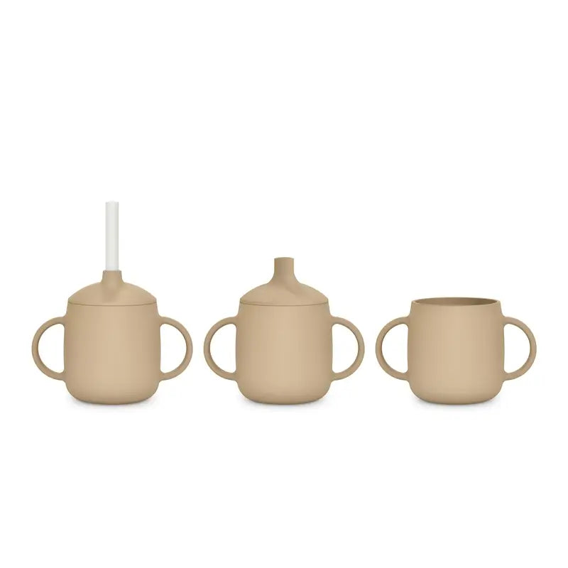 Suavinex 3-in-1 Silikon Lerntasse, +6 Monate, Beige