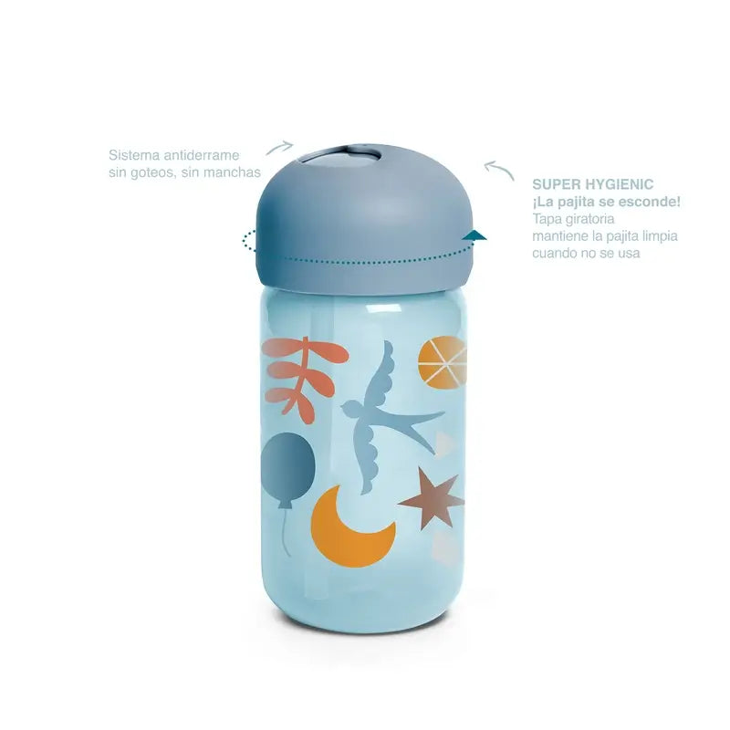 Suavinex Training Cup mit Strohhalm 340 ml, auslaufsicher, +18 Monate, blau