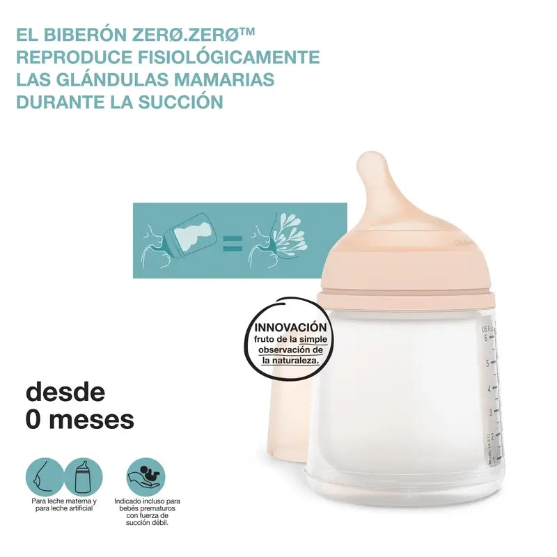 Suavinex Anti-Kolik-Flasche Zero Zero 180 Ml, Slow Flow (S), +0 Monate, Fair