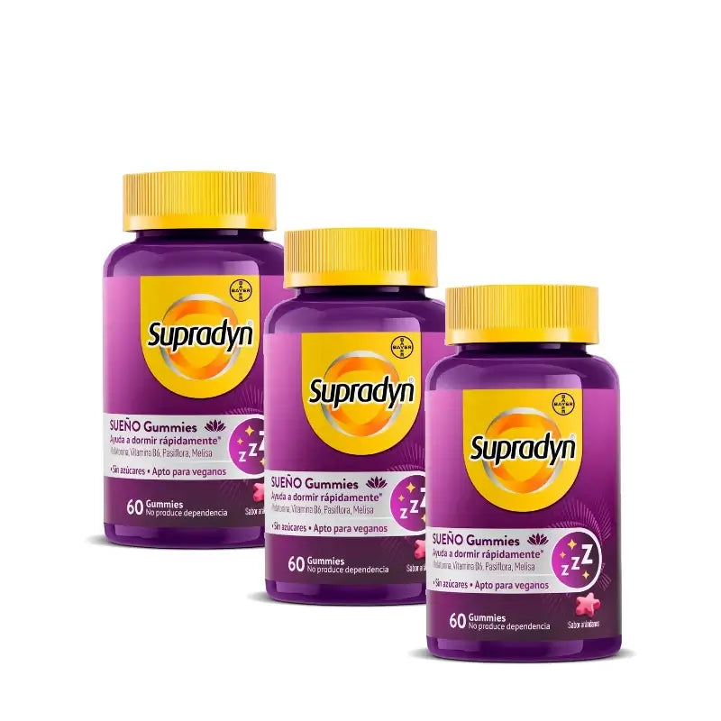 Supradyn Schlaf und Gelassenheit Gummies mit Melatonin und Vitamin B6, Packung mit 3 x 60 Gummibonbons
