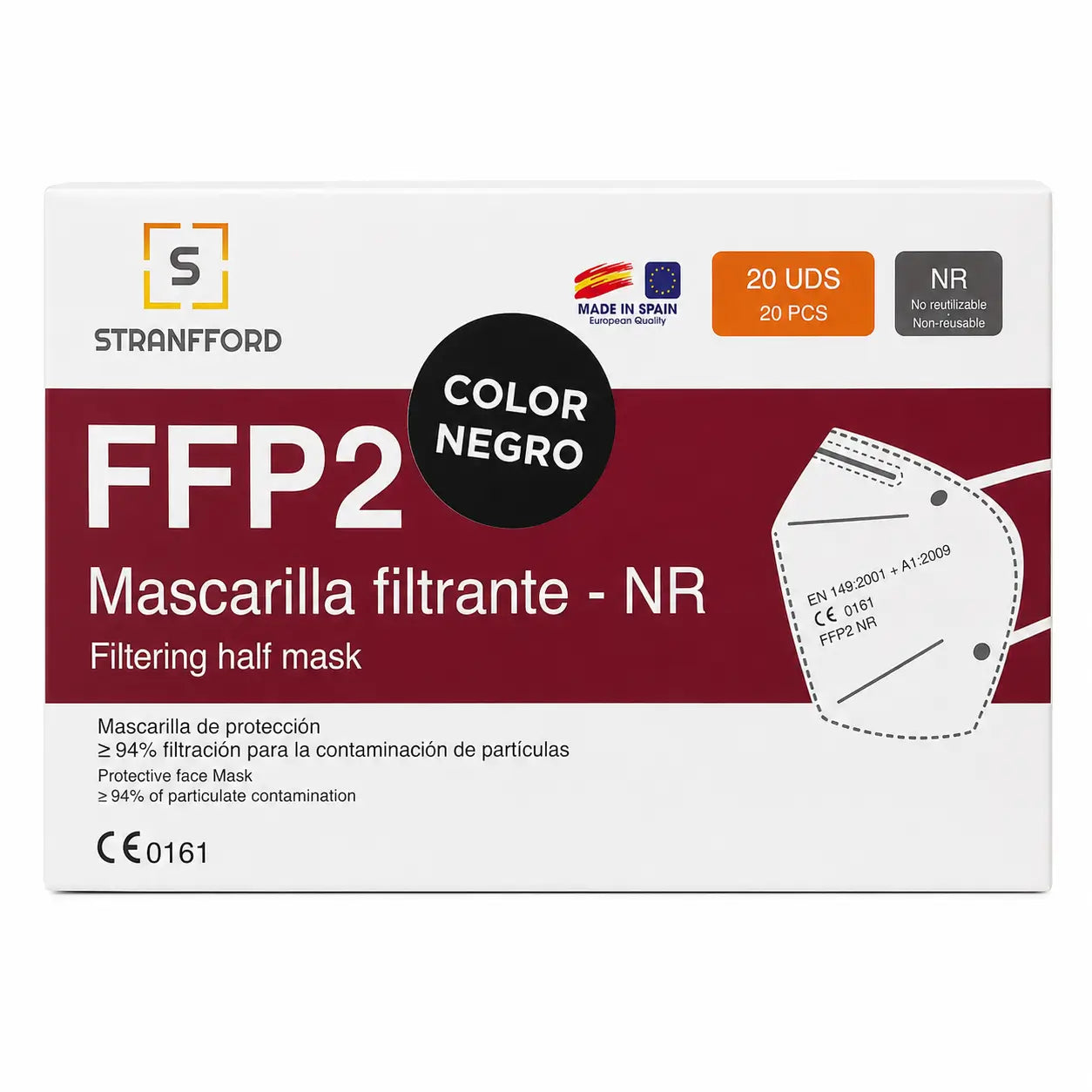 Surgicalmed FFP2-NR-Schutzmaske, schwarz, 20 Stück