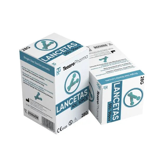 Surgicalmed Tezaro Pharma Tezaro Pharma Sterile Glukose-Testlanzetten - Schachtel mit 50 Stück, 50 Stück.