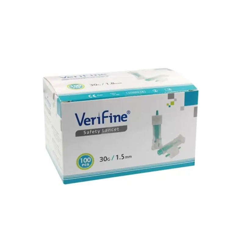 Surgicalmed Verifine Verifine Sicherheitslanzetten 30G X 1.5 Mm - Schachtel mit 100 Stück, 100 Stück.