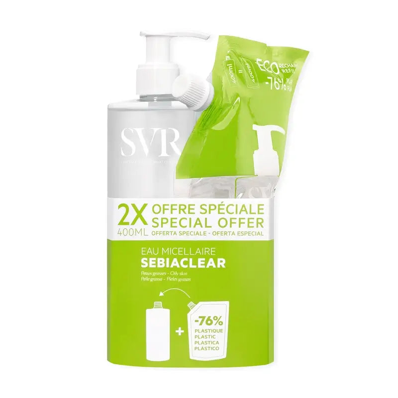 Svr Sebiaclear Eau Micellaire 400Ml + Eco Nachfüllpack 400 Ml