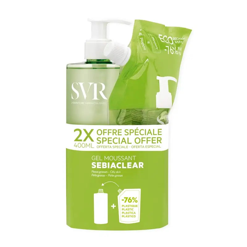 Svr Sebiaclear Gel Moussant 400 ml + Eco Nachfüllpack 400 ml