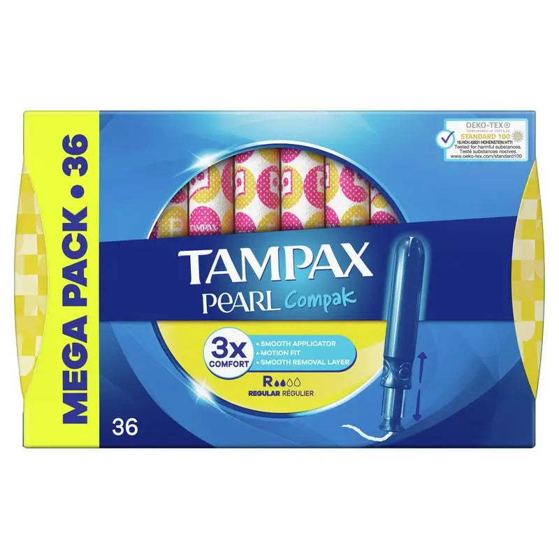 Tampax Compak Pearl Regular Tampons mit Applikator, 36 Stück