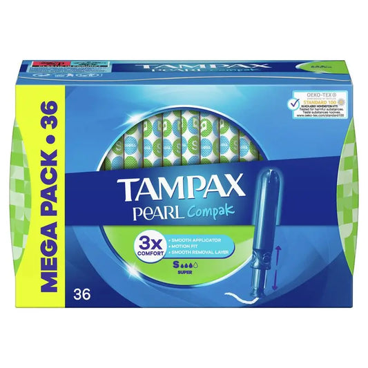 Tampax Compak Pearl Super Tampons mit Applikator, 36 Stück