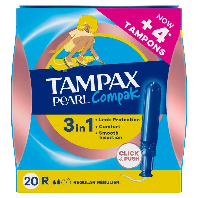 Tampax Pearl Compak Regular Tampons mit Applikator, 20 Stück