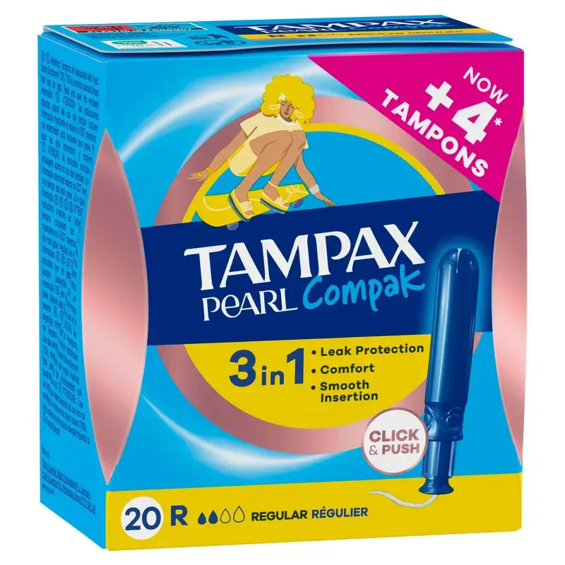Tampax Pearl Compak Regular Tampons mit Applikator, 20 Stück