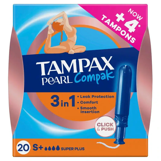 Tampax Pearl Compak Super Plus Tampons mit Applikator, 20 Stück