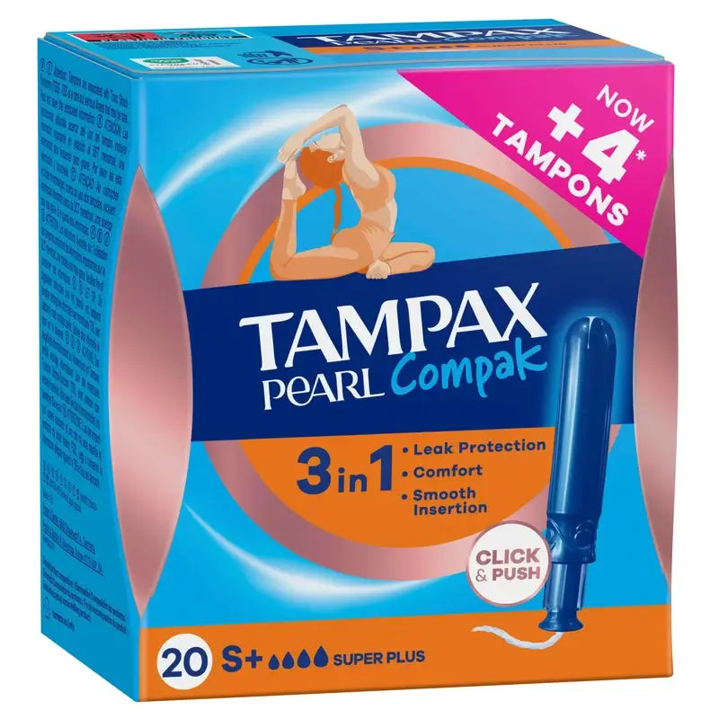 Tampax Pearl Compak Super Plus Tampons mit Applikator, 20 Stück