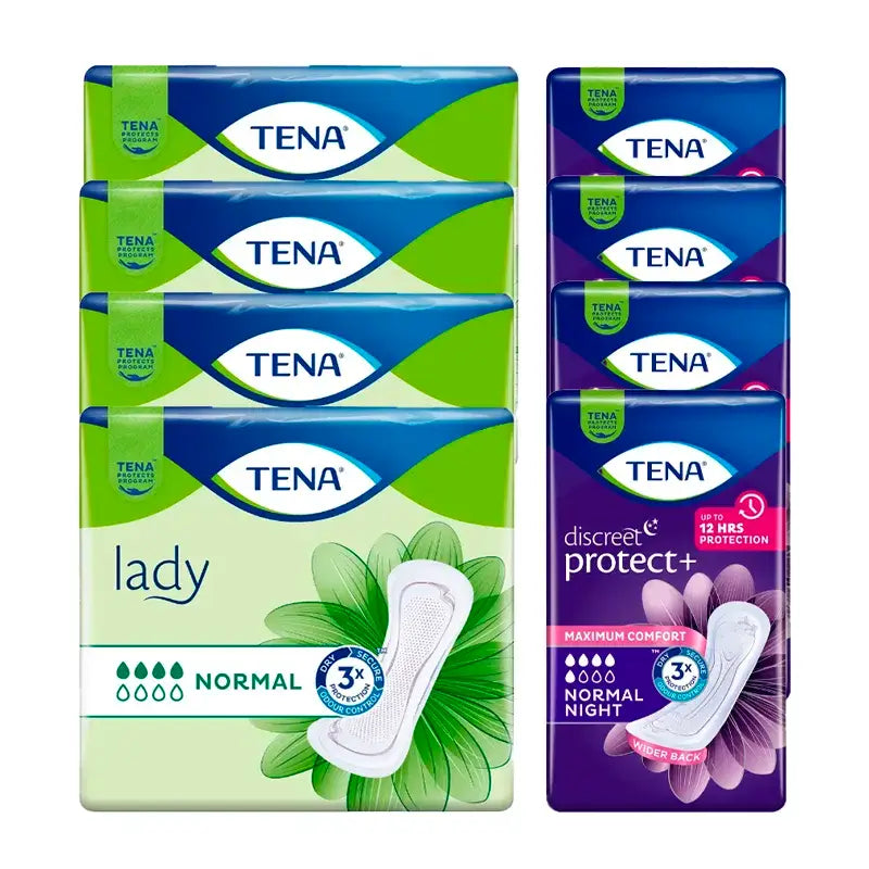TENA Lady Normal 4 x 24 Stück + TENA Discreet Normal Night 4 x 10 Stück - 1 MONAT