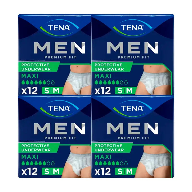 TENA Pack Herrenhosen Premium Fit Größe S-M, 4 X 12 Stück.