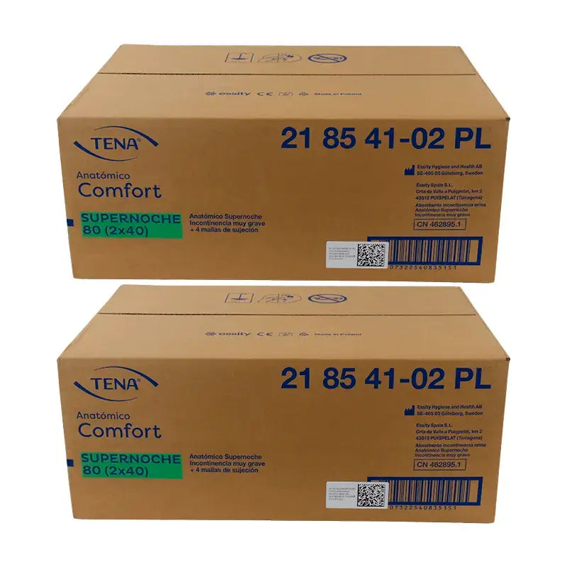 Tena Anatomische Windelpackung Super Night Windel Einheitsgröße, 2 x 80 Stück