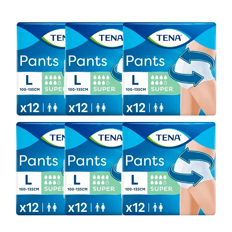 Tena Pack Pants Absorbierende Inkontinenzhosen Leichter Urin Super Large Size, 6 X 12 Einheiten