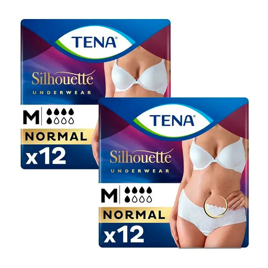 Tena Pack Silhouette Weiß Niedrige Taille Größe M, 2 X 12 Einheiten