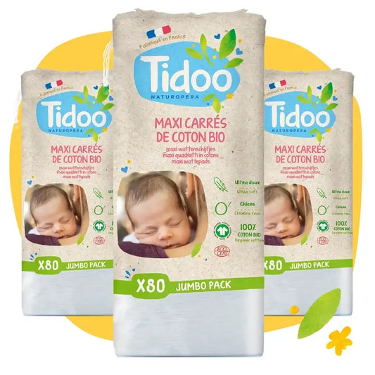 Tidoo Maxi Baby Mullbinden Bio-Baumwolle Quadrat, 80 Einheiten