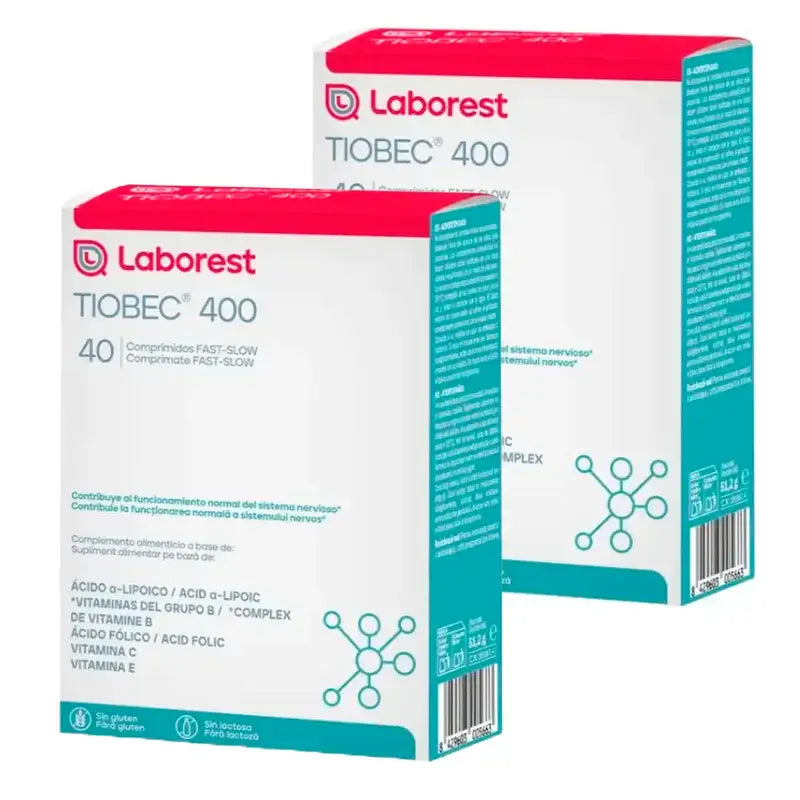 Tiobec 400 Nahrungsergänzungsmittel, Packung 2 x 40 Tabletten Fast-Slow