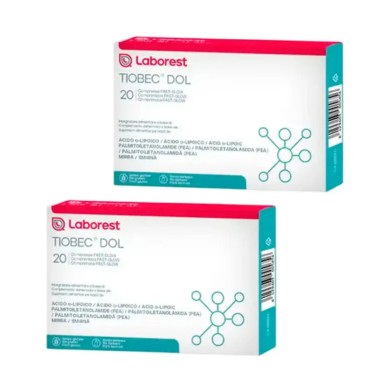 Tiobec Dol Nahrungsergänzungsmittel, Packung 2 x 20 Tabletten Fast-Slow