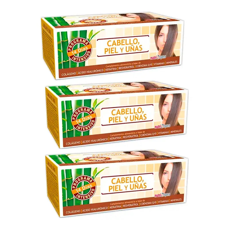 Tongil Nutriorgans Haare Haut & Nägel , Packung 3 x 10 Ml x 14 Fläschchen
