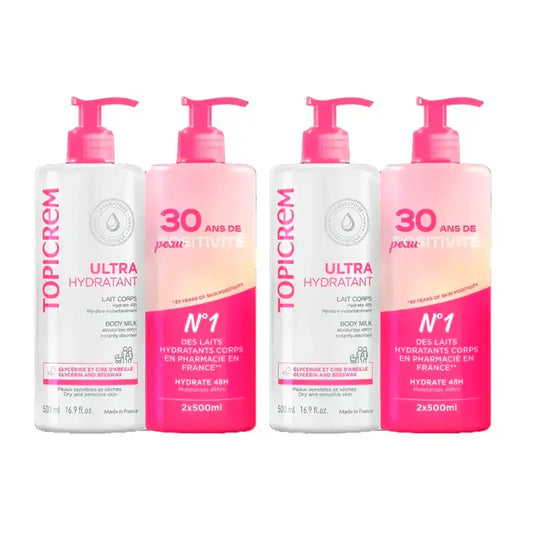 Topicrem Feuchtigkeitsspendende Körpermilch, Packung 4 x 500 ml
