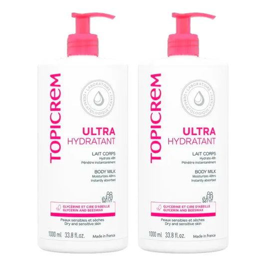Topicrem Ultra-Feuchtigkeitsspendende Körpermilch, 2 x 1L Packung