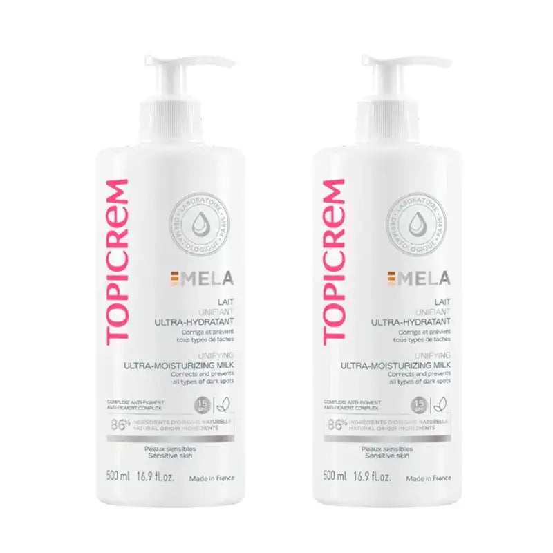 Topicrem Mela Ultra-feuchtigkeitsspendende Körpermilch , spf15 , Packung 2 x 500 ml