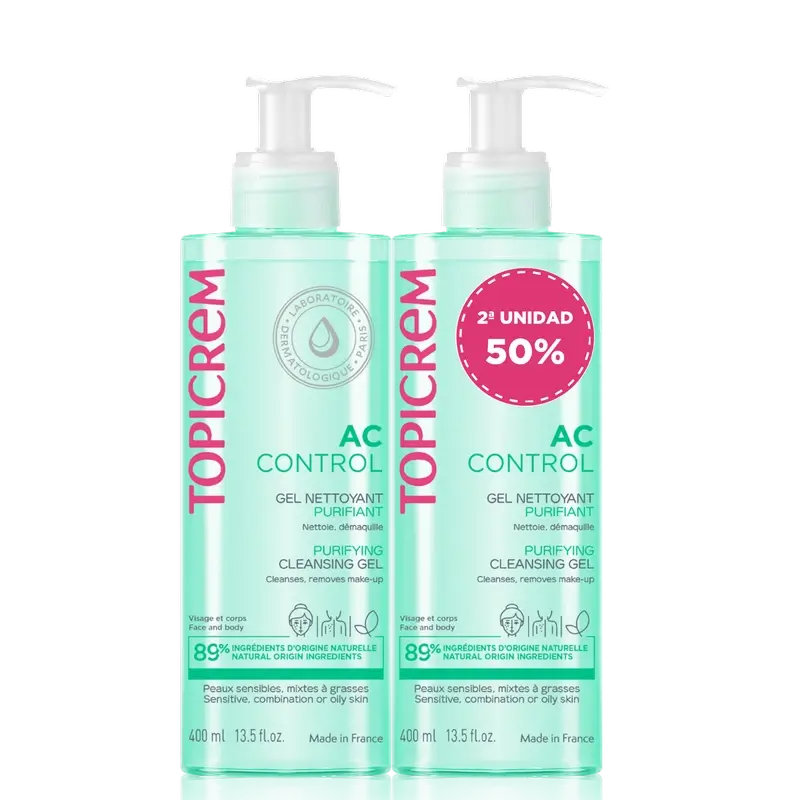 Topicrem Ac Control Duo Pack Purifying Gel 400 Ml 2. Einheit 50%.
