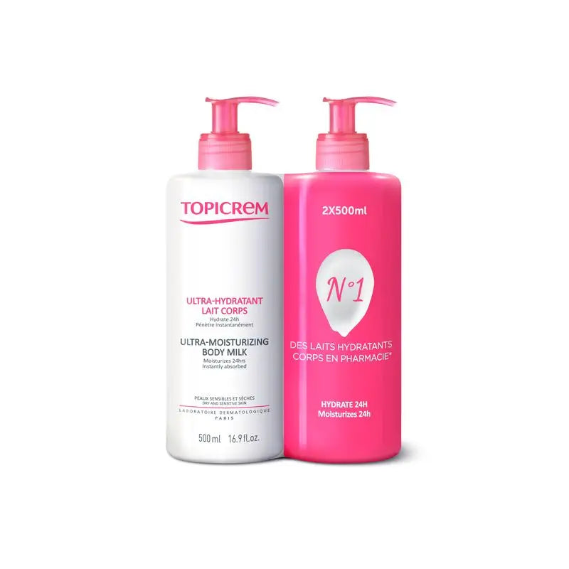 Topicrem Duo Pack Ultra Feuchtigkeitsspendende Körpermilch 2x500 ml