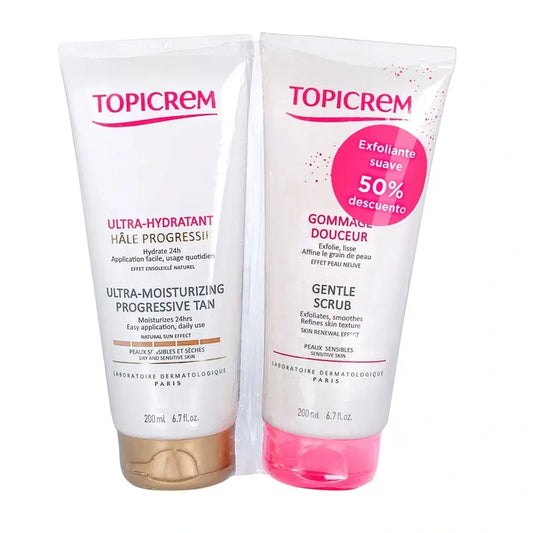 Topicrem Ultra Moisturising Progressive Tanning Pack 200 Ml + Peeling Scrub 200 Ml