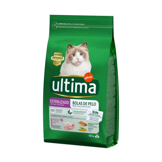 Ultima Katzenfutter für kastrierte Katzen gegen Haarballen, 1,5 kg