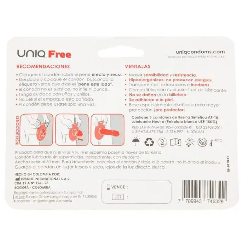 Uniq Free Latexfreie Kondome mit Schutzring 3 Stück