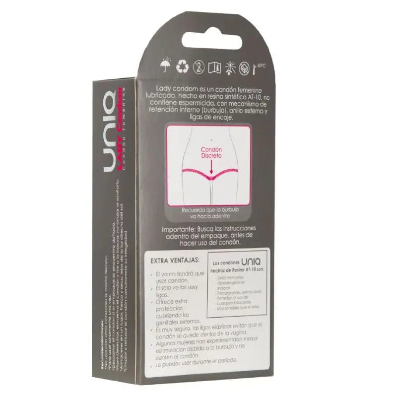 Uniq Lady Kondome Latexfreie Frauenkondome mit Strapsgürtel 3 Stück
