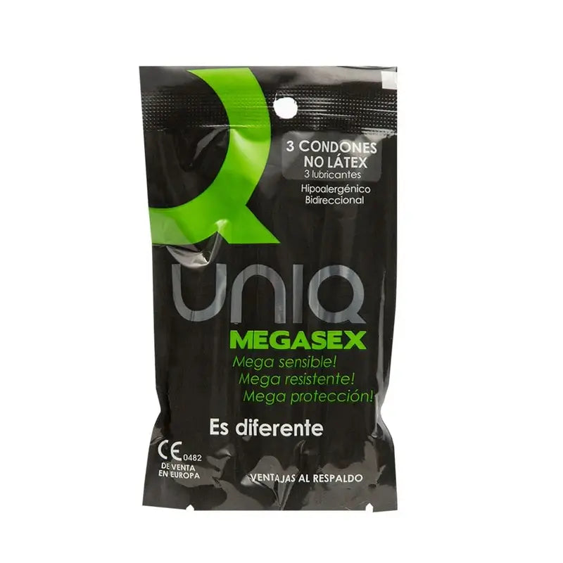 Uniq Megasex Sensitive Kondome mit Strumpfband Latex Frei 3 Einheiten