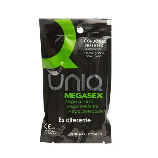 Uniq Megasex Sensitive Kondome mit Strumpfband Latex Frei 3 Einheiten