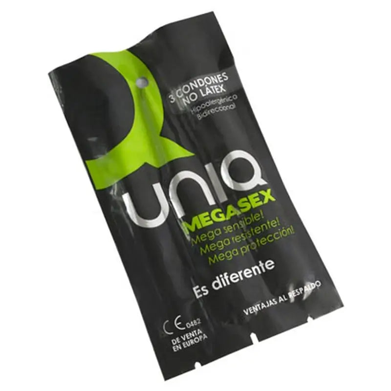 Uniq Megasex Sensitive Kondome mit Strumpfband Latex Frei 3 Einheiten