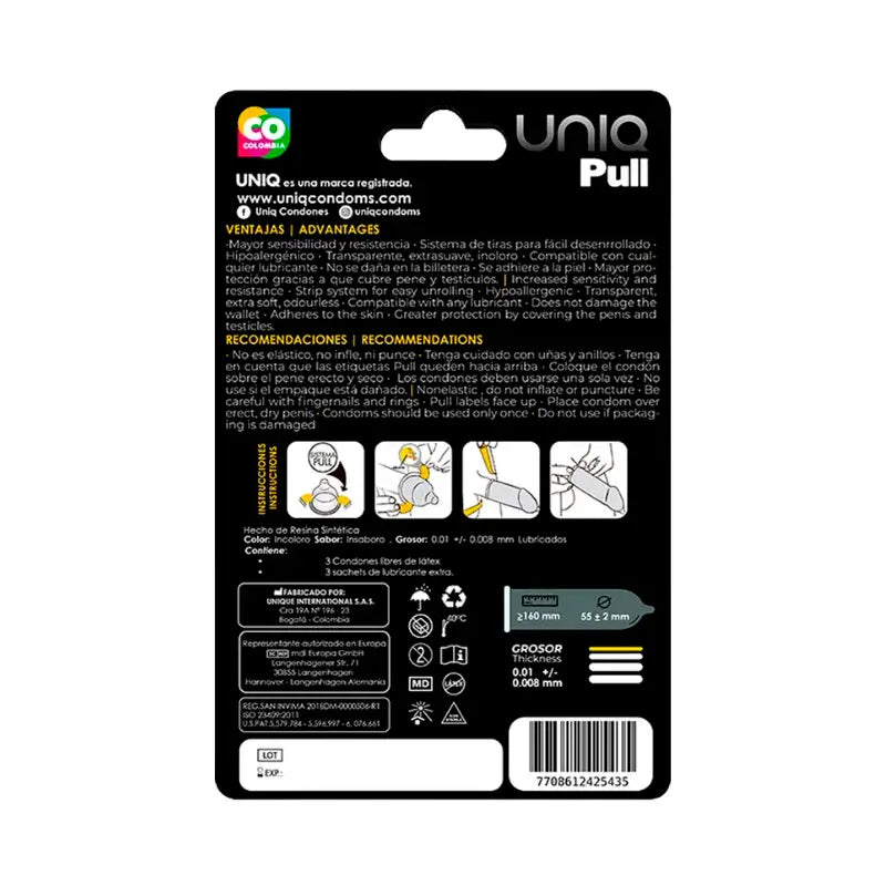 Uniq Pull Kondome mit latexfreien Bändern 3 Stück