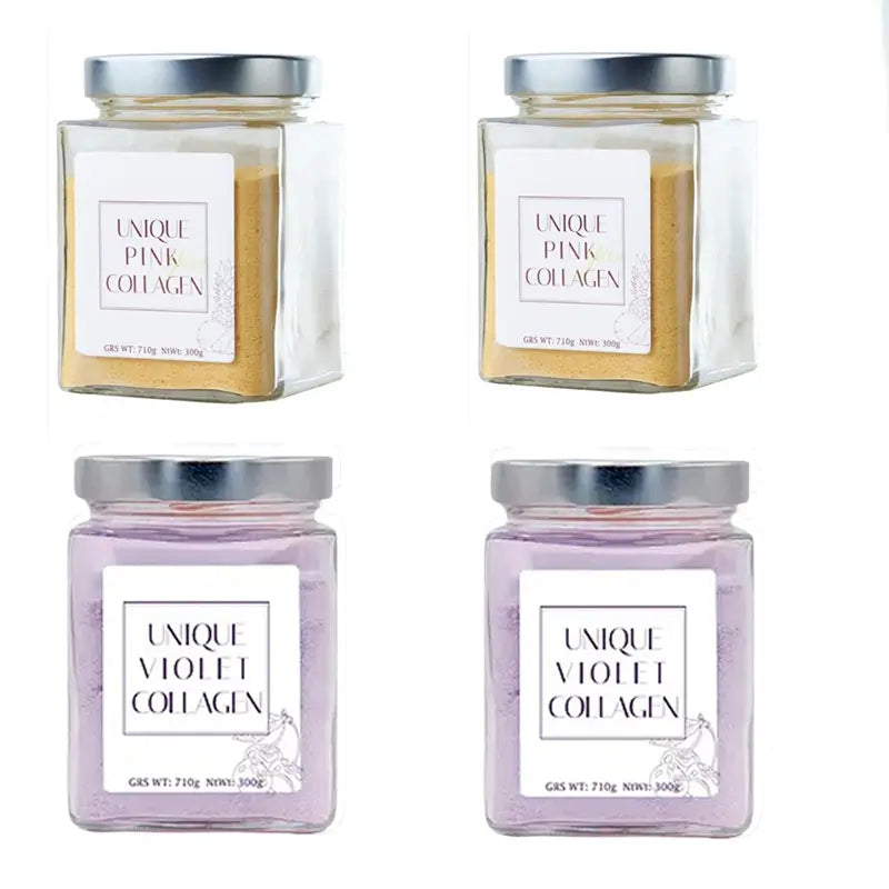 Einzigartiges Nahrungsergänzungsmittel in Rosa, Gelb und Violett, Packung 4x300g