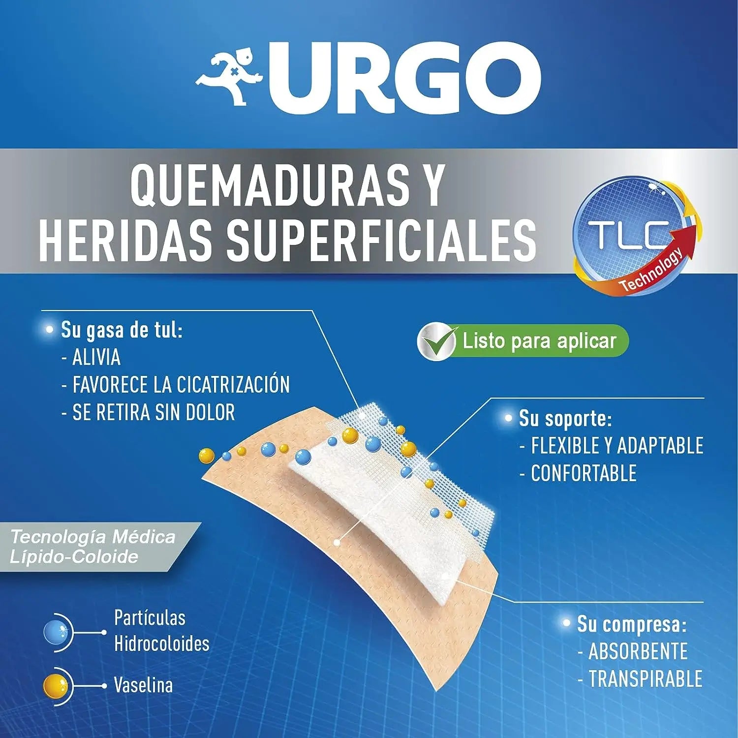 Urgo Sterile Dressing für Verbrennungen und oberflächliche Wunden, 10 X 7 Cm