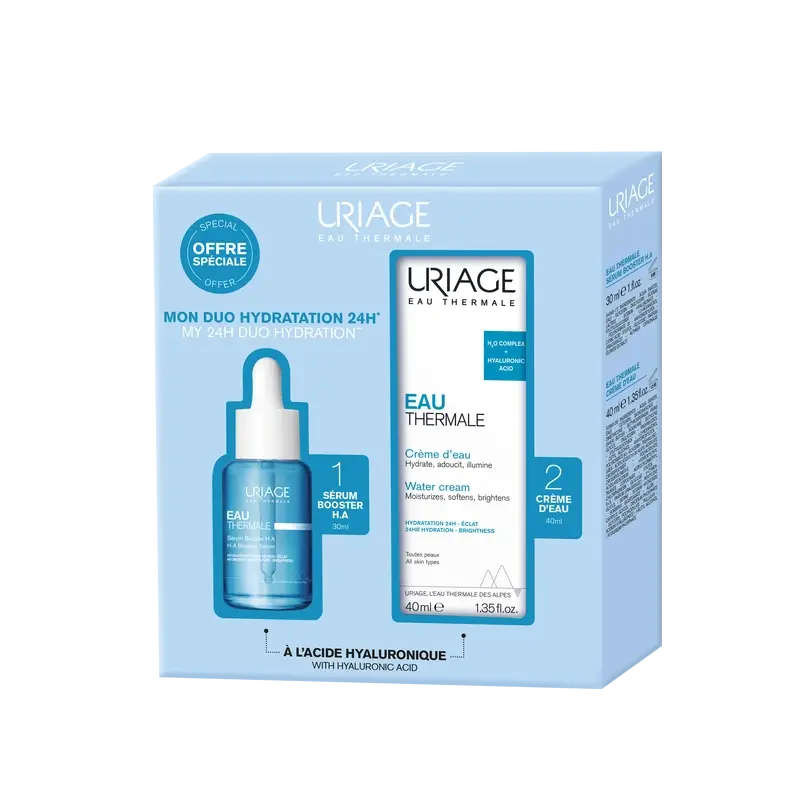 Uriage Eau Thermale Booster Serum mit 1,5% Hyaluronsäure, 30 ml + Eau Thermale Water Cream, 40 ml